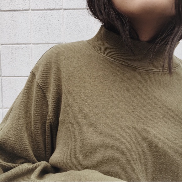 JCREW MENS OLIVE MOCK TURTLENECK SWEATER - Picture 2 of 2